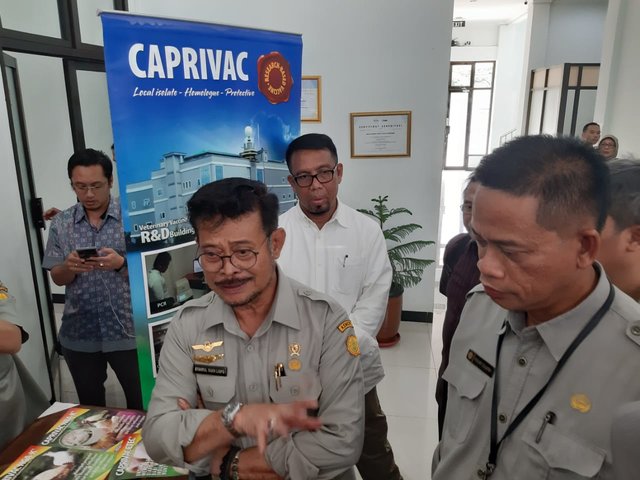 Foto : Menteri Pertanian Syahrul Yasin Limpo Saat Acara Launching Inovasi dan Teknologi Kesehatan Unggas Veteriner (BB Litvet) Balitbang