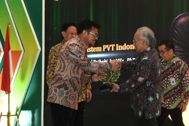 Foto : Mentan Syahrul Yasin Limpo saat acara Pekan Perlindungan Varietas Tanaman di Kementan, Jakarta.
