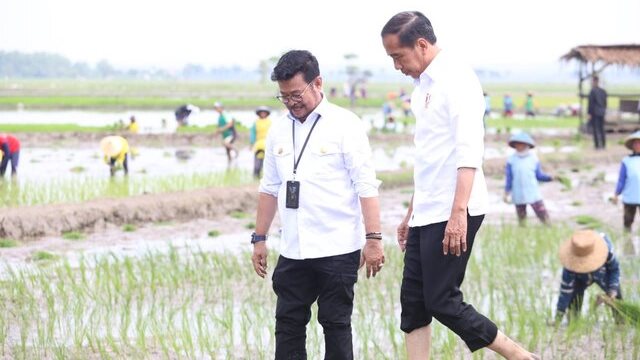 Presiden Jokowi didampingi Mentan SYL Lakukan Percepatan Tanam Padi di Tuban