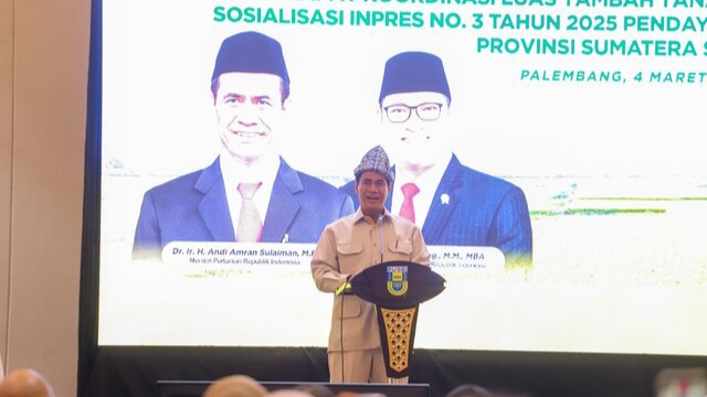 Percepat Swasembada Pangan, Mentan Amran Bidik Sumsel Jadi Tiga Besar Produsen Beras Nasional