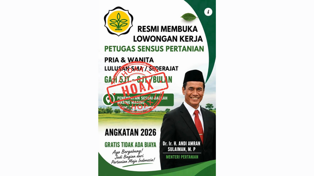 Kementan: Hati-hati Hoaks Rekrutmen “Petugas Sensus Pertanian 2026”, Masyarakat Waspada Modus Penipuan Kementan: Hati-hati Hoaks Rekrutmen “Petugas Sensus Pertanian 2026”, Masyarakat Waspada Modus Penipuan